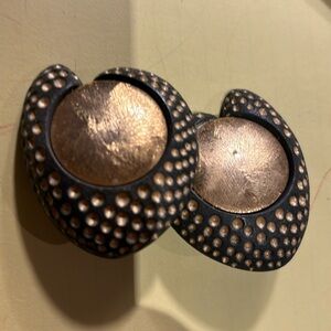 Large heart shaped vintage clip on earrings with gold coin shaped centre